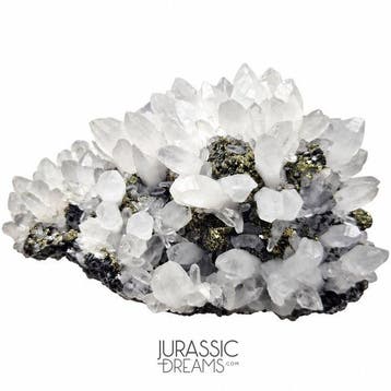 Uitstekende heldere kwarts + pyriet kristalcluster -