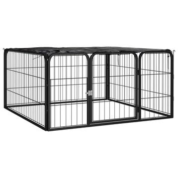 vidaXL Hondenkennel 4 panelen 100x50 cm gepoedercoat staal, Verzenden, Nieuw