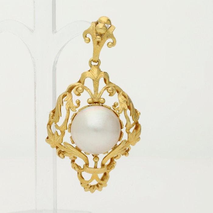 Hanger - 18 karaat Geel goud - Parel - Bouton parel, Sieraden, Tassen en Uiterlijk, Antieke sieraden