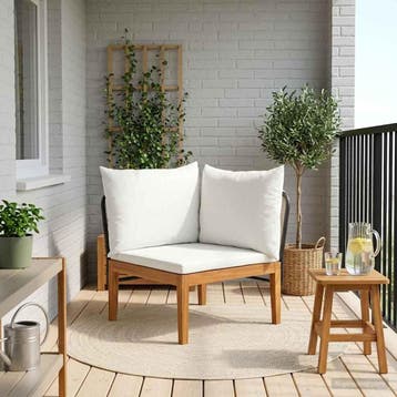 vidaXL Tuin Hoek Sofa met Kussens Massief acaciahout & touw, Verzenden, Nieuw