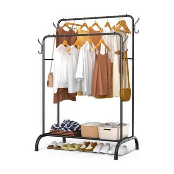 VOUNOT kledingrek dubbele stang met schoenenrek, 108x58x146, Huis en Inrichting, Verzenden, Nieuw