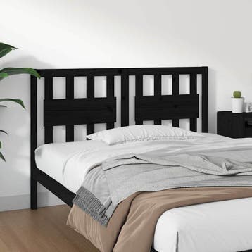 vidaXL Hoofdbord 125,5x4x100 cm massief grenenhout zwart, Verzenden, Nieuw, Zwart, Hout