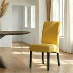 Leren eetkamerstoel Just - Toledo Lemon (geel) - Poten hout, Huis en Inrichting, Stoelen, Ophalen of Verzenden, Nieuw, Leer, Bohemian, Eigentijds, Klassiek, Retro, Romantisch, Scandinavisch
