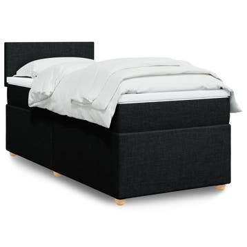 vidaXL Boxspring met matras stof zwart Single, Verzenden, Nieuw, Zwart, Stof