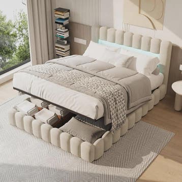 Luxe Gestoffeerd Bed 180x200cm met LED-verlichting, USB & Hy, Verzenden, Nieuw