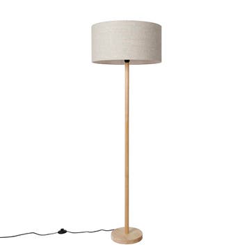 Landelijke vloerlamp hout met lichtbruine kap - Mels, Verzenden, Nieuw, Hout, Landelijk