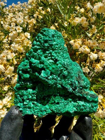 Prachtige groene malachiet Kristal op matrix - Hoogte: 11 cm