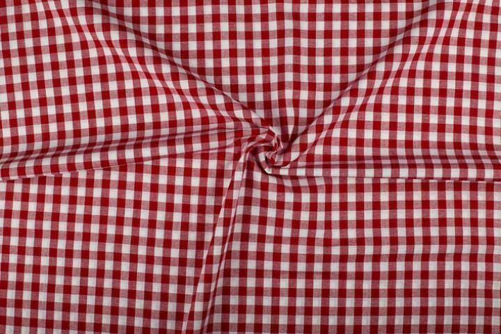 Ruitjesstof rood wit geruit - 10mm geruit, Hobby en Vrije tijd, Stoffen en Lappen, 120 cm of meer, 200 cm of meer, Rood, Nieuw