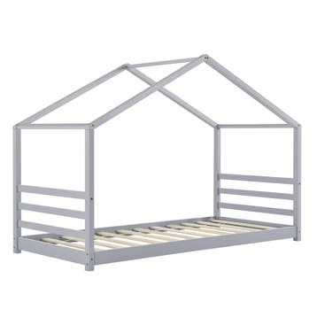 Kinderbed Vardo grenen huisbed en bedbodem 90x200 grijs, Verzenden, Nieuw