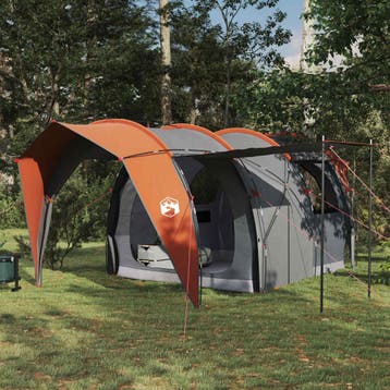 vidaXL Tunneltent 4-persoons Grijs en Oranje, Caravans en Kamperen, Tenten, Verzenden, Nieuw, Tot en met 2