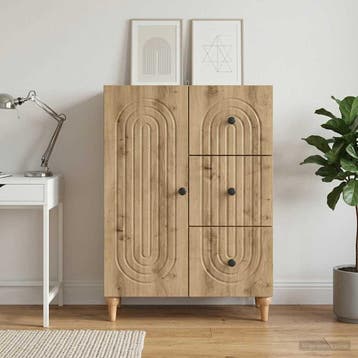 vidaXL Dressoir Artisanaal eiken 66 x 34,5 x 90 cm Bewerkt, Verzenden, Nieuw, Overige houtsoorten, Minder dan 50 cm