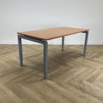 verstelbaar bureau / tafel 160x80 cm, beuken - grijs, Ophalen of Verzenden, In hoogte verstelbaar, Gebruikt