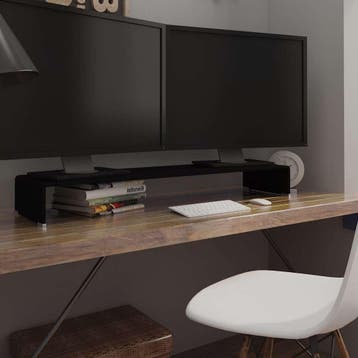 vidaXL TV-meubel/monitorverhoger zwart 110x30x13 cm glas, Huis en Inrichting, Verzenden, Nieuw, Glas, 100 tot 150 cm