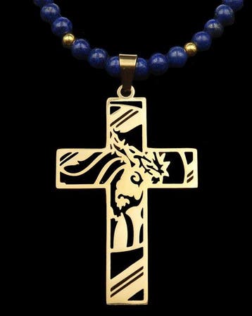 Lapis lazuli - Christelijk Kruis – Het Heilige Gezicht van