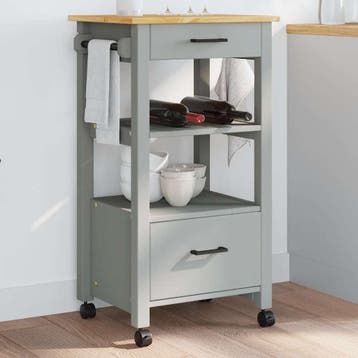 vidaXL Keukentrolley MONZA 48x40x88,5 cm massief grenenhout, Verzenden, Nieuw