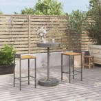 vidaXL 3-delige Tuinbarset poly rattan en massief acaciahout, Verzenden, Nieuw, Rotan, 2 zitplaatsen