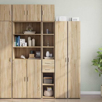 vidaXL Opbergkast smal 30x42,5x225 cm bewerkt hout sonoma, Minder dan 50 cm, Nieuw, 25 tot 50 cm, Overige houtsoorten