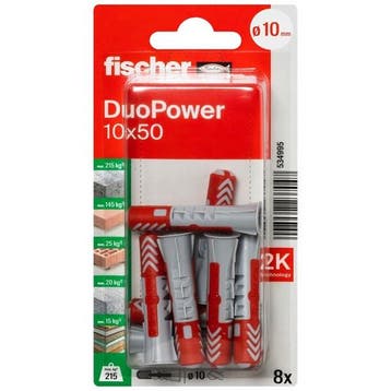 Universele plug | Fischer DuoPower | 8 stuks (10x50), Verzenden, Nieuw