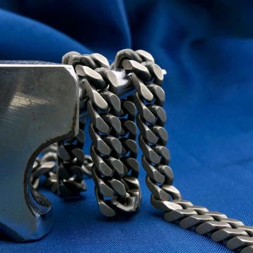 Zilveren robuuste gourmetschakel ketting, Ophalen of Verzenden, Gebruikt, Zilver, Zilver