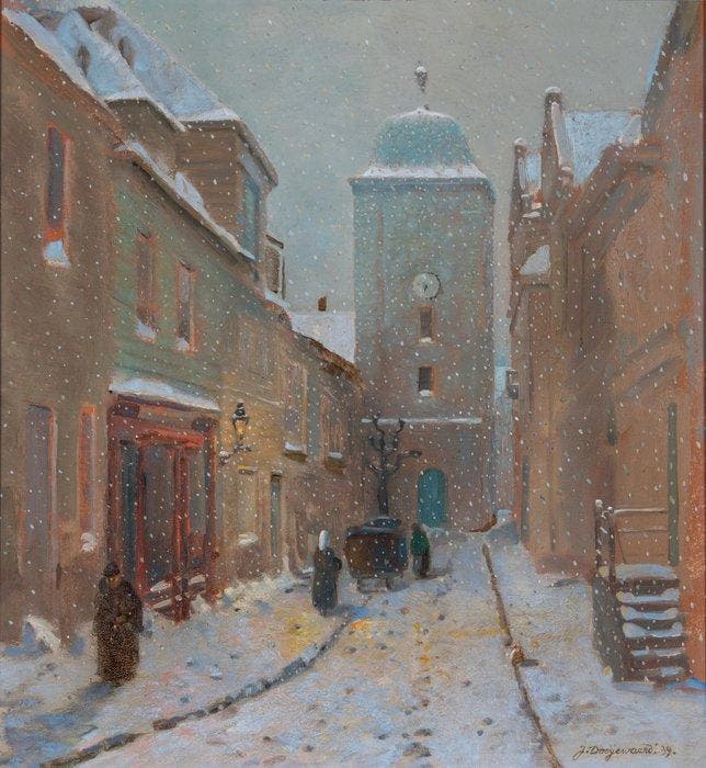 Jaap Dooijenwaard (1876–1969) - Straatje in Bergen - NO, Antiek en Kunst, Kunst | Schilderijen | Klassiek