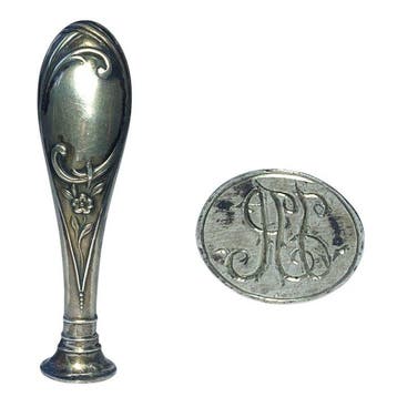 Exquisite Art Nouveau Silver Wax Seal / Signet Stamp with