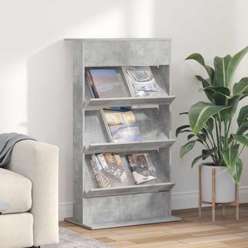 vidaXL Tijdschrift Rek Beton Grijs 70 x 41 x 126 cm Bewerkt, Huis en Inrichting, Verzenden, Nieuw