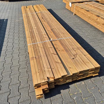 Partij Thermo Vuren Geborstelde Planken 4200x90x18mm, Ophalen of Verzenden, Nieuw
