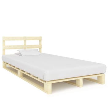 vidaXL Bedframe pallet massief grenenhout 120x200 cm, Huis en Inrichting, Bruin, Verzenden, Nieuw, Twijfelaar