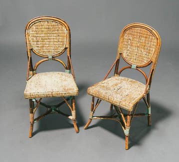 Stoel (2) - Bamboe, Rattan - Bistrot Parijs jaren 40/50