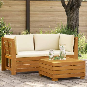vidaXL Tuin loungeset met kussen 2 Stuk Bruin Massief, Verzenden, Nieuw, 2 zitplaatsen, Loungeset