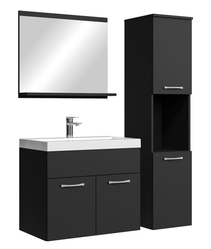 Badkamermeubel Set Montreal 60 x 35 cm Mat zwart Badmeubel, Huis en Inrichting, Badkamer | Badkamermeubels, Nieuw, Wastafelkast