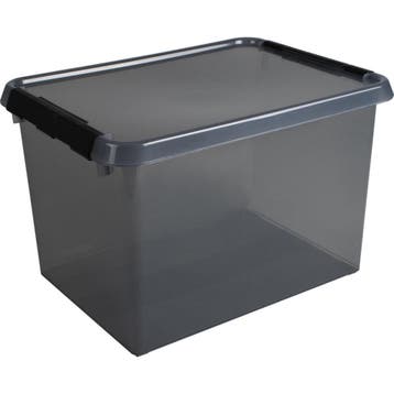 Opbergbox 22L - Transparant/Antraciet, Nieuw
