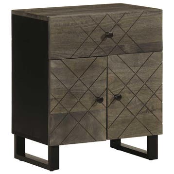vidaXL Nachtkastje 50x33x60 cm massief mangohout zwart, Verzenden, Nieuw, Hout
