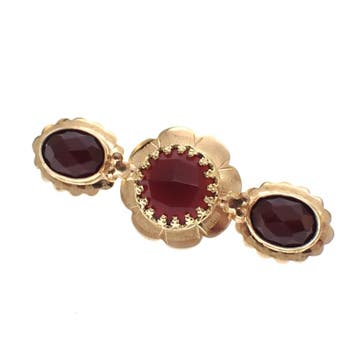 Vintage gouden broche met carneool, Gebruikt, Ophalen of Verzenden, Met edelsteen, Goud
