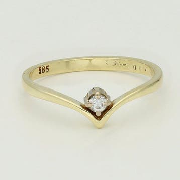Ring - 14 karaat Geel goud, Witgoud Diamant (Natuurlijk), Nieuw
