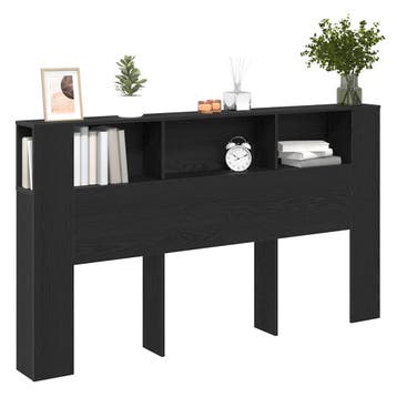 vidaXL Hoofdeinde kas Zwart Eiken Bewerkt hout, Verzenden, Nieuw, Zwart, Hout