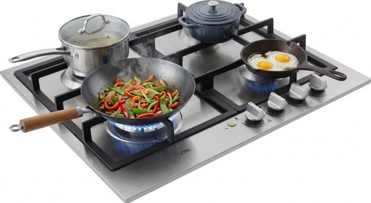 ETNA KG959RVSA Gaskookplaat – 59 cm – Wokbrander – RVS, Witgoed en Apparatuur, Kookplaten, Verzenden