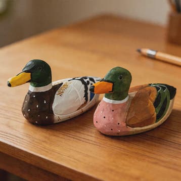 Handgesneden Houten Wilde Eend Beeldje - Realistisch Houtsni, Verzenden, Nieuw
