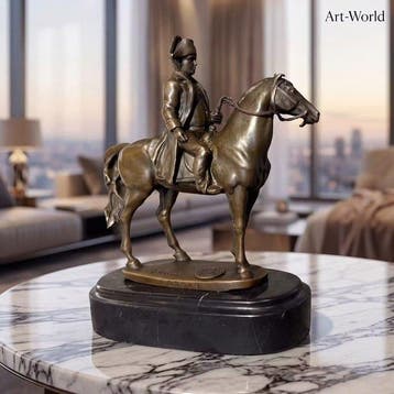 Beeld, sculptuur van Napoleon op paard - 18.5 cm - Brons,