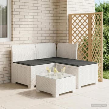 vidaXL 3-zits tuinbank met kussens in rattanlook 3-zits PP, Verzenden, Nieuw