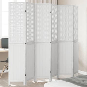 vidaXL Kamerscherm met 6 panelen massief paulowniahout wit, Huis en Inrichting, Verzenden, Nieuw