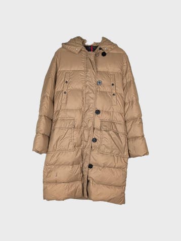 Moncler Pufferjas Dames maat XS Beige, Beige, Moncler, Ophalen of Verzenden, Zo goed als nieuw