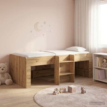 vidaXL Kinder Hoogslaper Artisanaal eiken 80 x 200 cm, Verzenden, Nieuw, Bruin, Hout