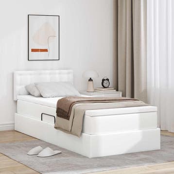 vidaXL Opslag bed met matras met opslag Puur Wit 100 x 200, Huis en Inrichting, Overige materialen, Eenpersoons, Verzenden, Wit