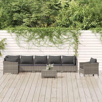 vidaXL 8-delige Loungeset met kussens poly rattan grijs, Verzenden, Nieuw, Loungeset