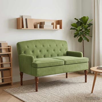 vidaXL Loungebank met knopencomfort Lichtgroen 111 x 65 x 79, Verzenden, Nieuw, Stof, Minder dan 150 cm