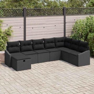 vidaXL Tuin Sofa Set 8 st poly rattan, Verzenden, Nieuw, Rotan, 8 zitplaatsen