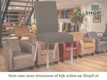 Leren eetkamerstoel Real - Toledo Smog (grijs) - Poten, Huis en Inrichting, Nieuw, Ophalen of Verzenden, Industrieel, Modern, Leer