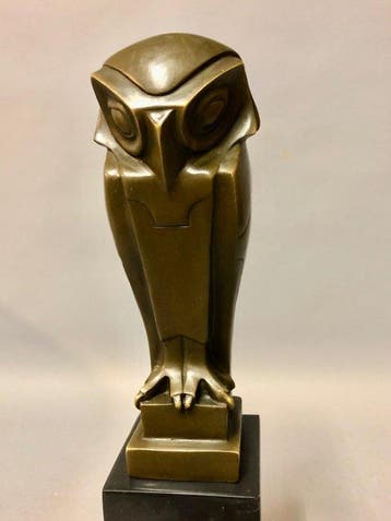 sculptuur, Art Deco Uil naar Altorf - 33 cm - Brons, Antiek en Kunst, Curiosa en Brocante