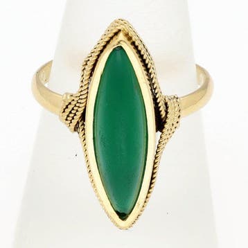 Ring - 14 karaat Geel goud - chrysopraas, Nieuw
